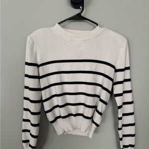 H&M Cream Ribbed Knit Top